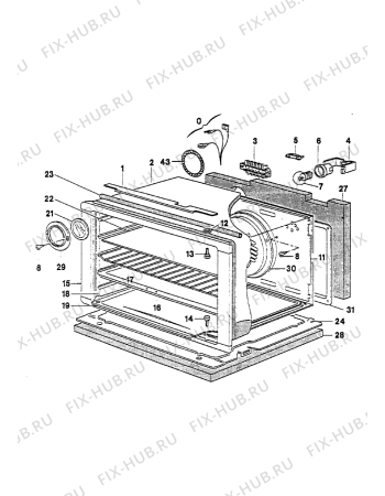 Взрыв-схема плиты (духовки) Electrolux EM653W1 - Схема узла Oven equipment